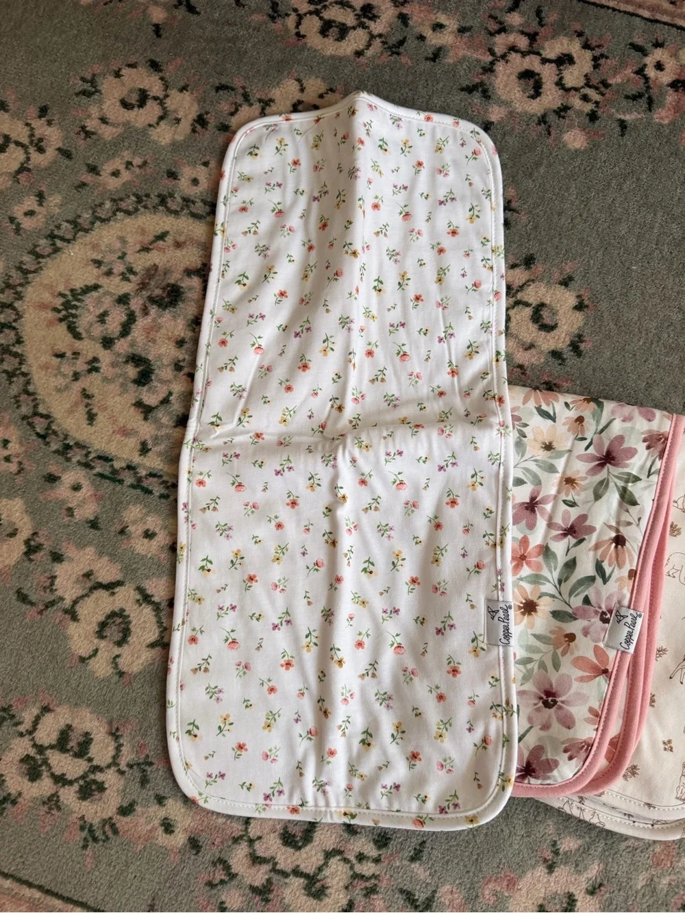COPPER PEARL Baby Burp Cloth Set - Floral set of 3